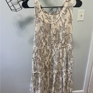 Free People Cream Dress with Brown Paisley Print
